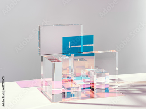 Pedestal display glass cube, block platform photo