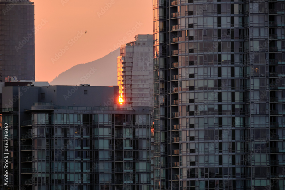 High-rise Condominium Apartment Buildings at Sunset in Vancouver Stock ...