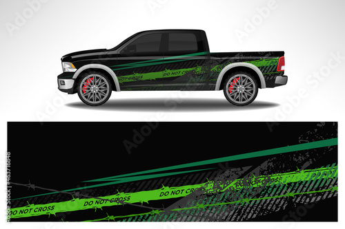 Car wrap design race livery vehicle decal vector. Graphic abstract stripe racing background kit designs for vehicle, race car, rally, adventure and livery