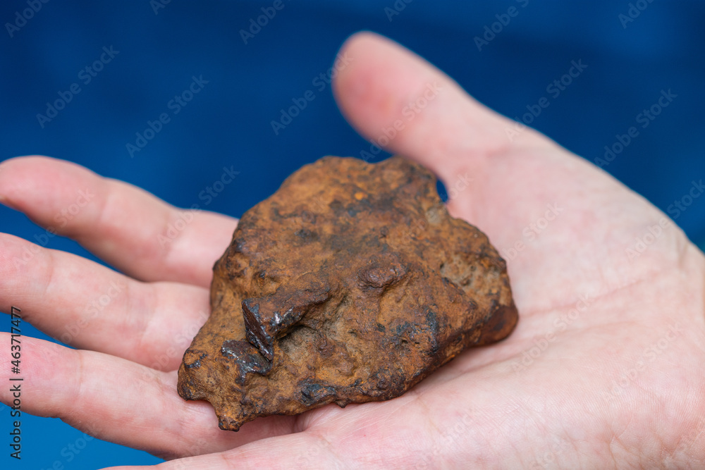 an iron meteorite in the palm ,Bistrita,Romania