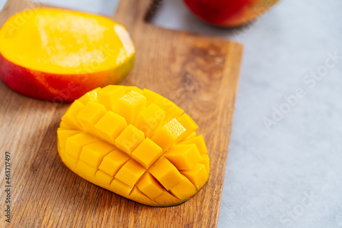 Cut diced mango photo