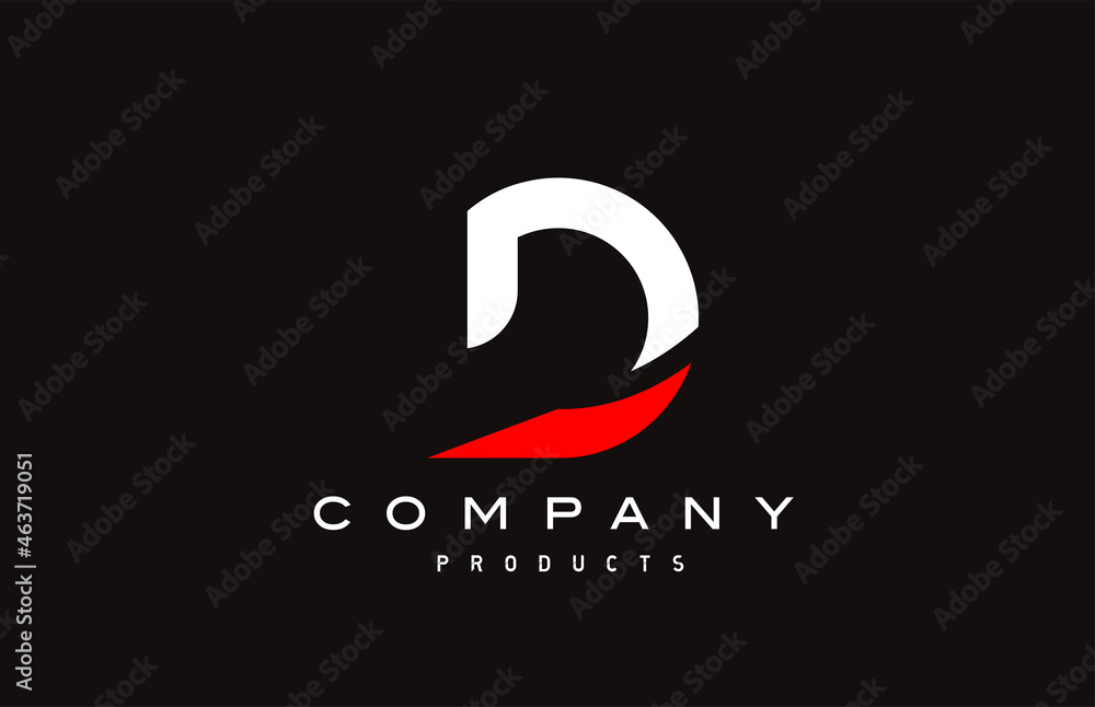 Obraz premium D red alphabet letter logo icon with black colour. Creative design for business and company