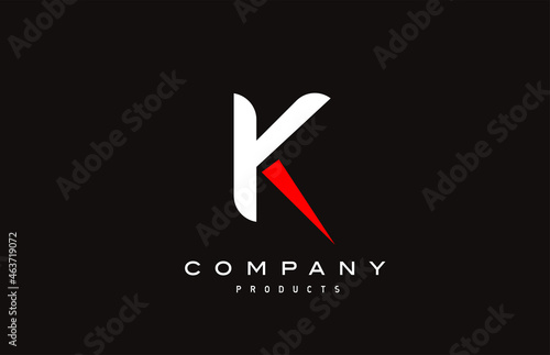 K red alphabet letter logo icon with black colour. Creative design for business and company