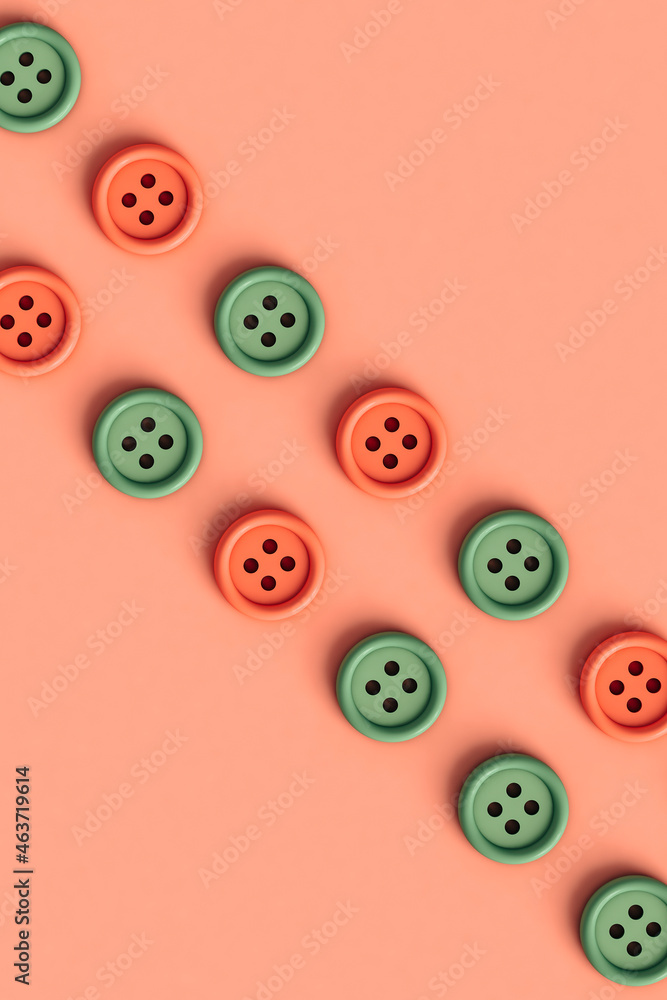 © Giada Canu/Stocksy - buttons on pink background corssing the frame