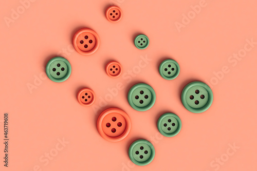 pink and green buttons in different sizes photo