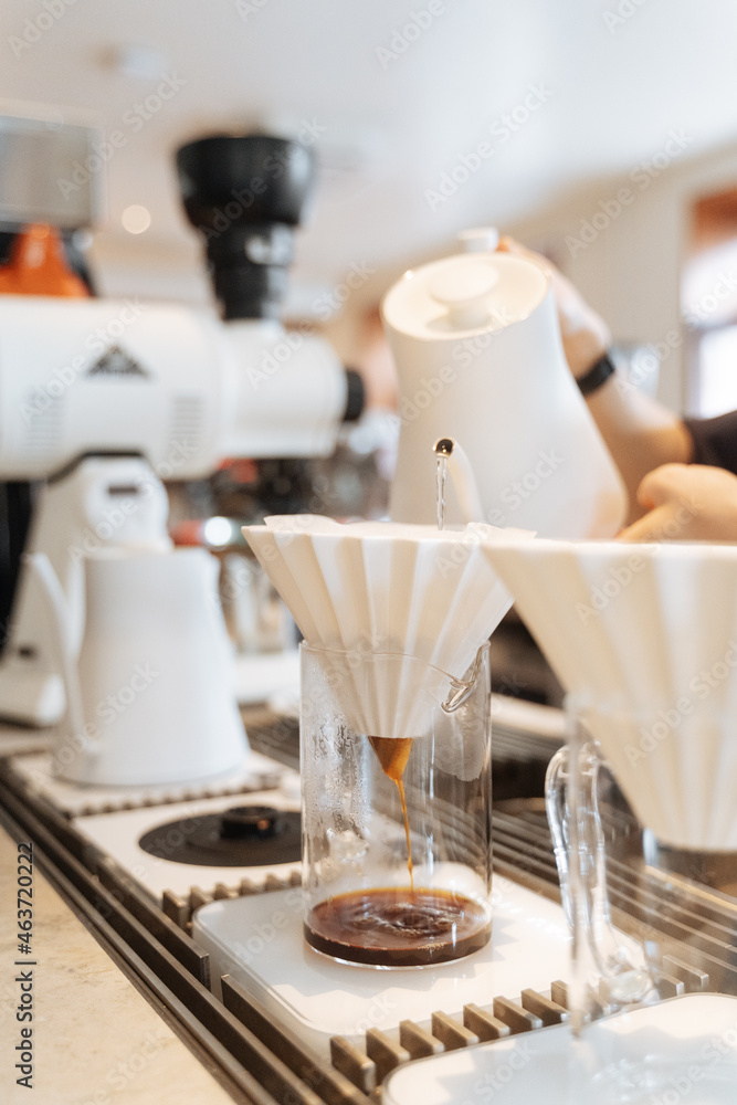 Modern drip coffee station in cafe Modern drip coffee station in cafe