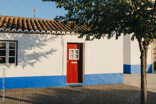 Traditional Portuguese House in Alentejo with a Red Door photo