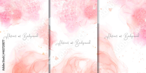 Set of Hand Painted Abstract Alcohol Ink Background