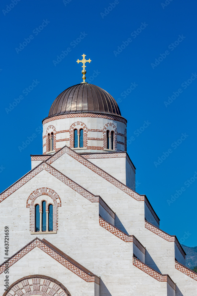Partial view of Orthodox Christian church, Andricgrad, Visegrad, Bosnia and Herzegovina