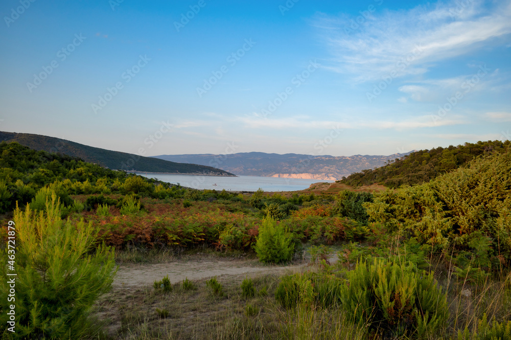 View from the mountains on the Adriatic coast in a resort in Croatia.