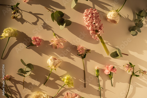 Floral neutral aesthetic background. 