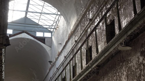 Second tier prison cells and skylight at Eastern State Penitentiary. photo