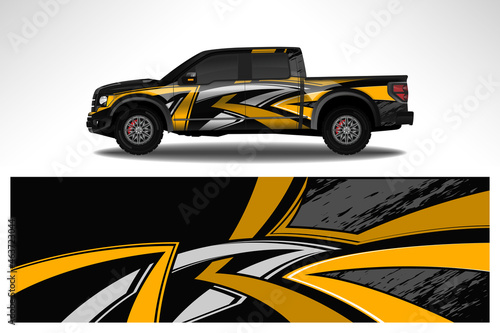 Car wrap design race livery vehicle decal vector. Graphic abstract stripe racing background kit designs for vehicle, race car, rally, adventure and livery © 21graphic