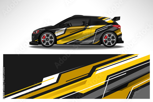 Car wrap design race livery vehicle decal vector. Graphic abstract stripe racing background kit designs for vehicle  race car  rally  adventure and livery