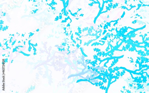 Light Pink  Blue vector doodle pattern with leaves  branches.