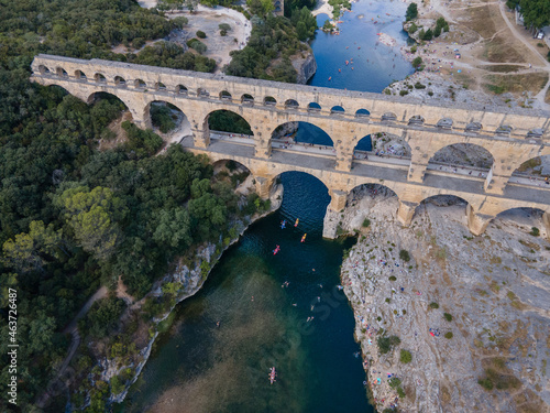 France, Pont du Gard, ancient Roman aqueduct bridge photo