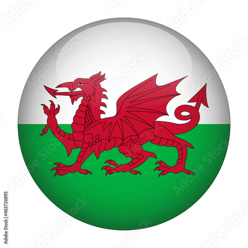 Wales 3D Rounded Country Flag button Icon photo