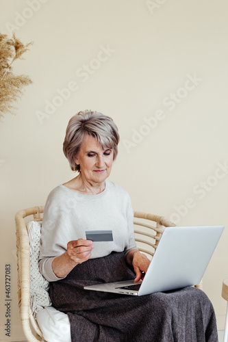 Senior woman having shopping online