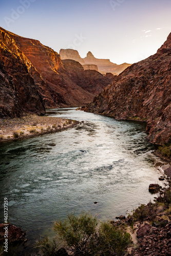 Waters of the Colorado River Glow in the Sunrise Light