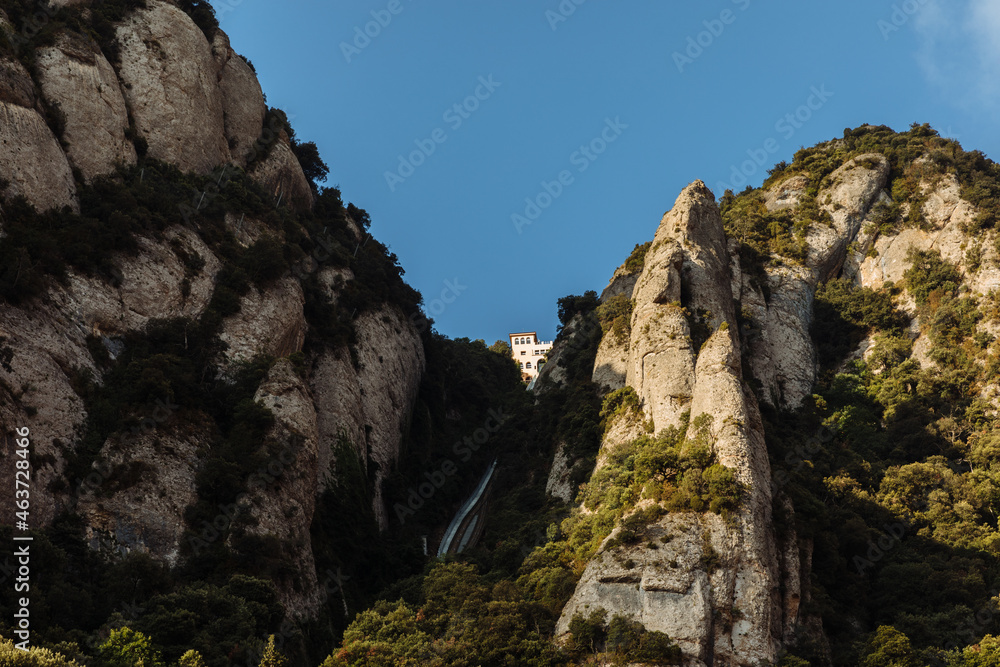 From below funicular in Montserrat From below funicular in Montserrat