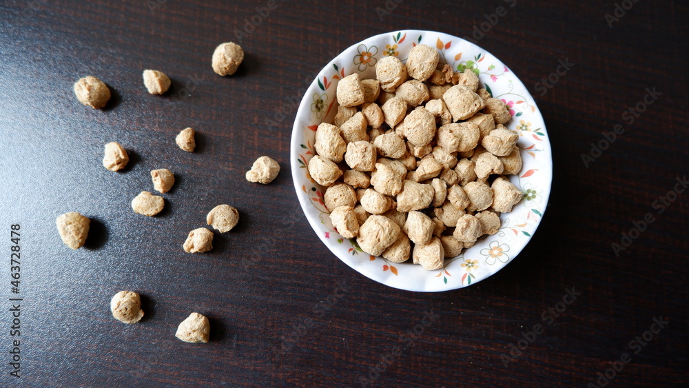 Soya chunks in bowl Soya chunks in bowl