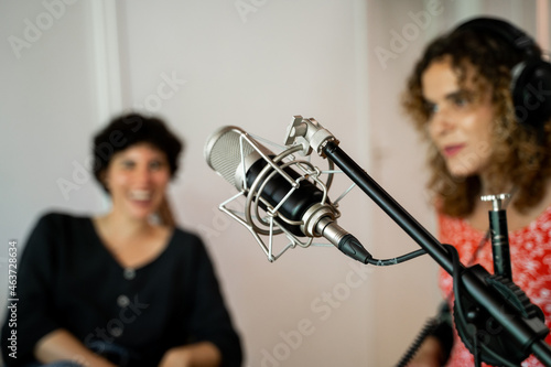 Musician Friends recording music at home studio photo