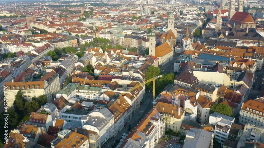 Picturesque Drone Shot of Historic Old Town in Munich's City Center Picturesque Drone Shot of Historic Old Town in Munich's City Center