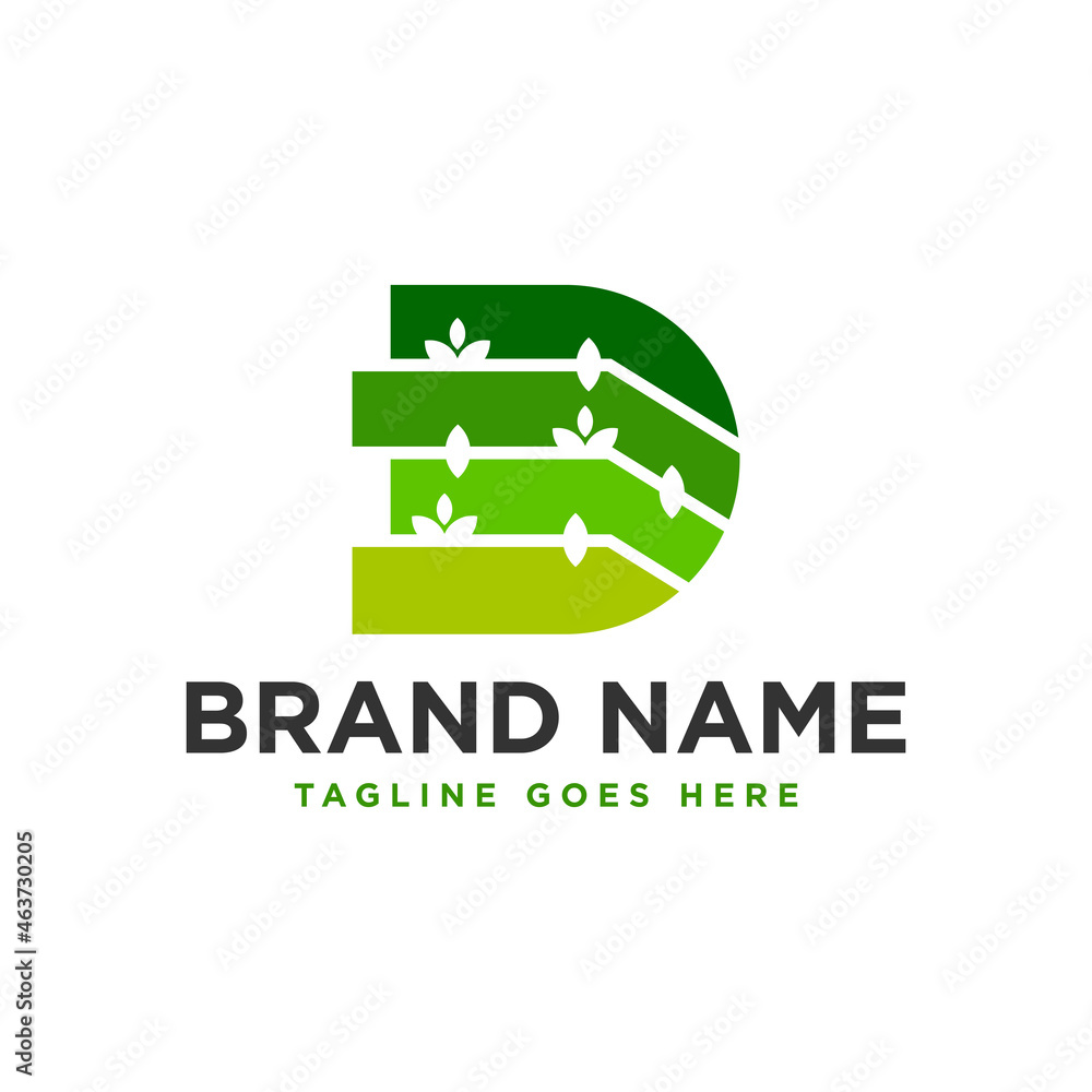 leaf inspiration illustration logo with letter D leaf inspiration illustration logo with letter D