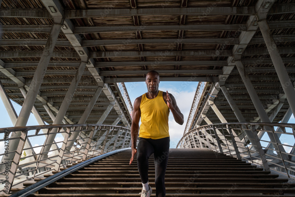 Black Man Work Out On The Bridge Black Man Work Out On The Bridge
