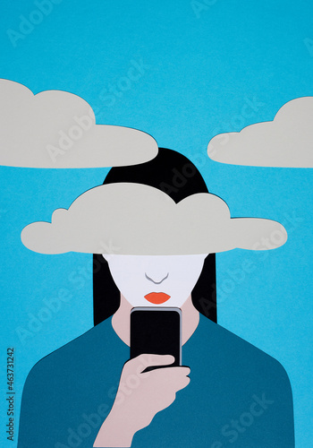 Woman looking at mobile phone screen