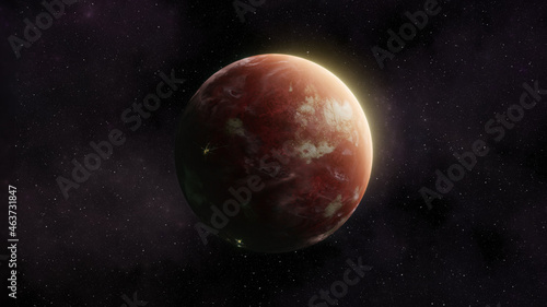 Space background with red planet photo