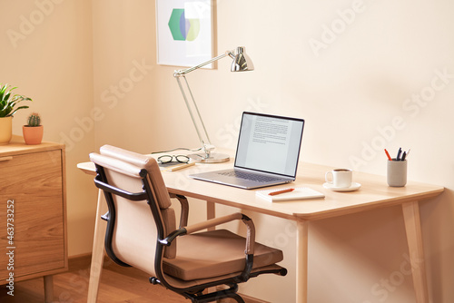 Interior of workplace at home photo