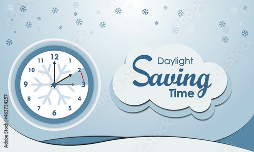 Daylight Saving Time Ends Background. Change your clocks message. Winter time. Premium and luxury vector illustration