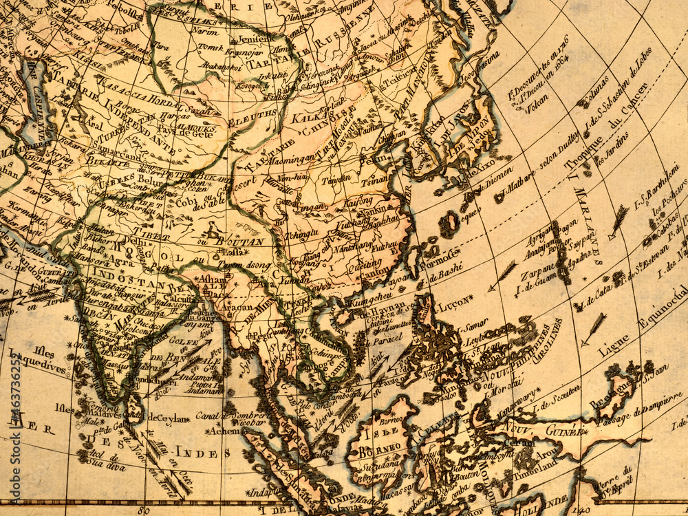 アンティークの世界地図　東アジア