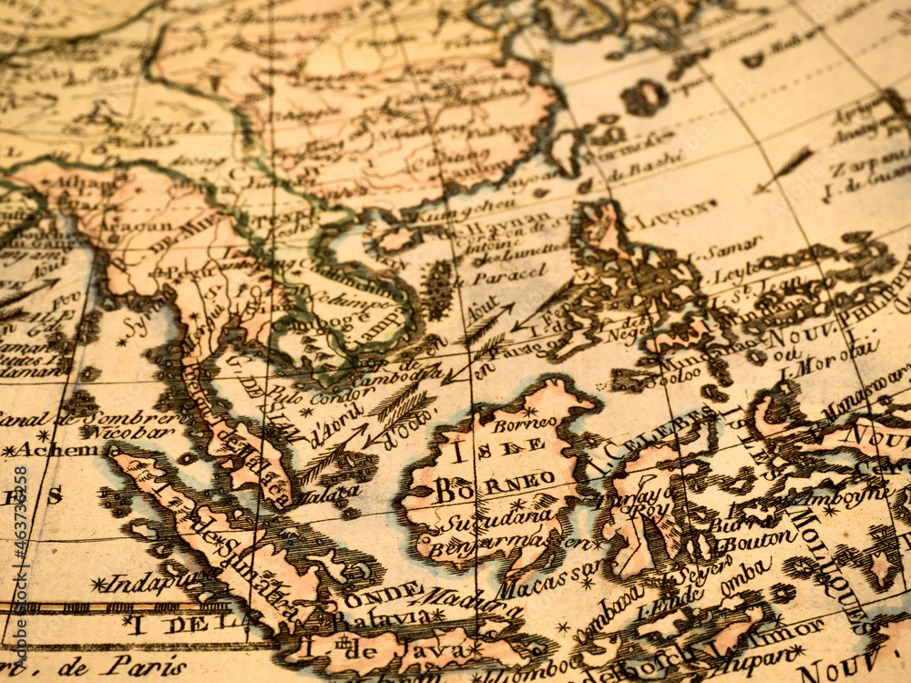 アンティークの世界地図　東南アジア　