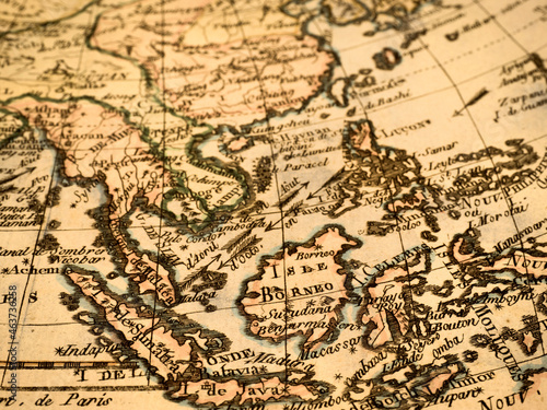 アンティークの世界地図 東南アジア 