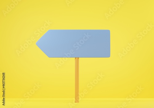 Sign directions blank road signs four arrows pointing different directions choice on yellow background, street and road signs traffic icon, 3D rendering illustration