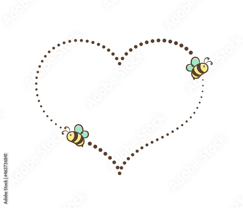 Flying honey bee heart frame vector clipart design