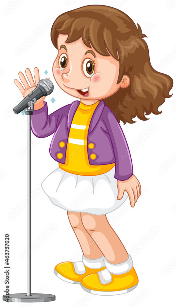 A cute girl singing with microphone A cute girl singing with microphone