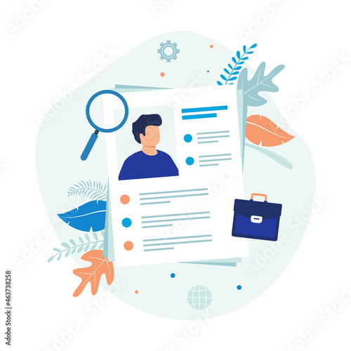 Curriculum vitae, resume illustration vector. Flat design suitable for many purposes.