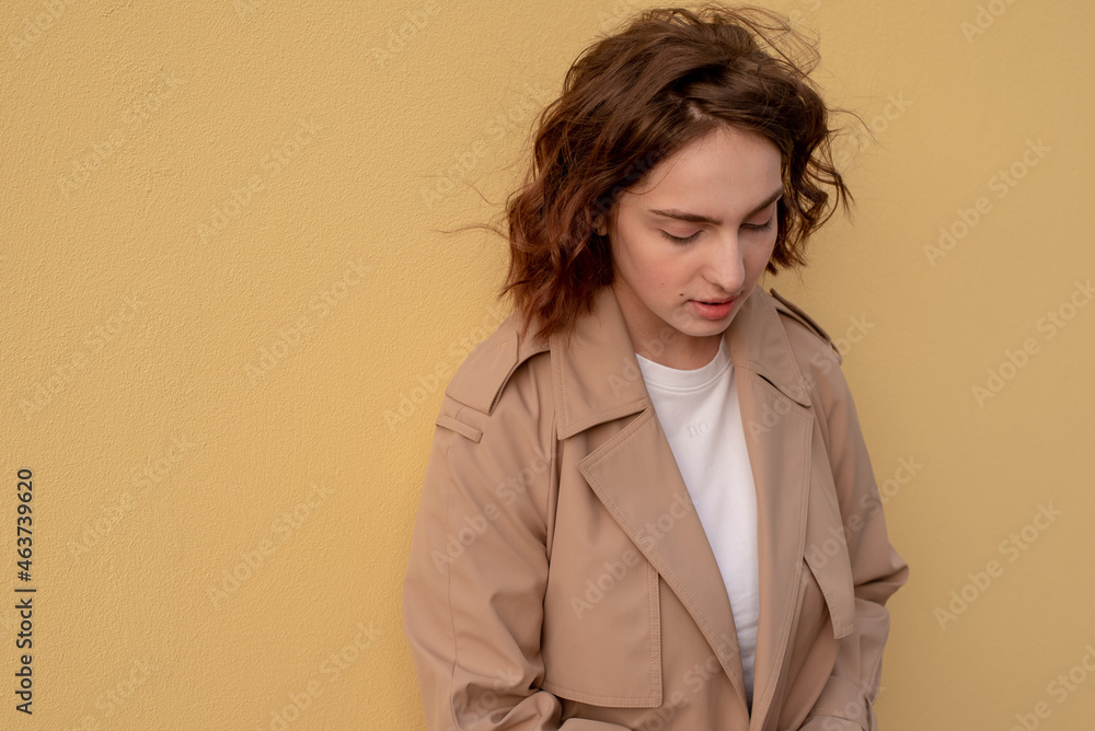 Young brunette female looking down Young brunette female looking down
