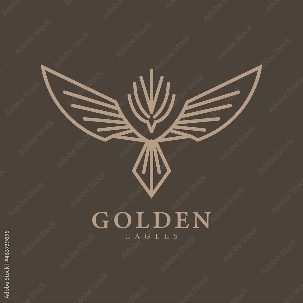 Golden eagle hipster line art style, hawk bird logo design Golden eagle hipster line art style, hawk bird logo design