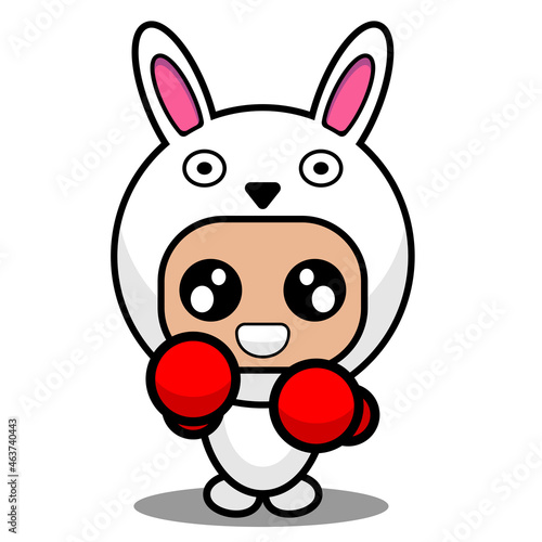 vector cartoon character mascot costume animal cute rabbit boxing gloves