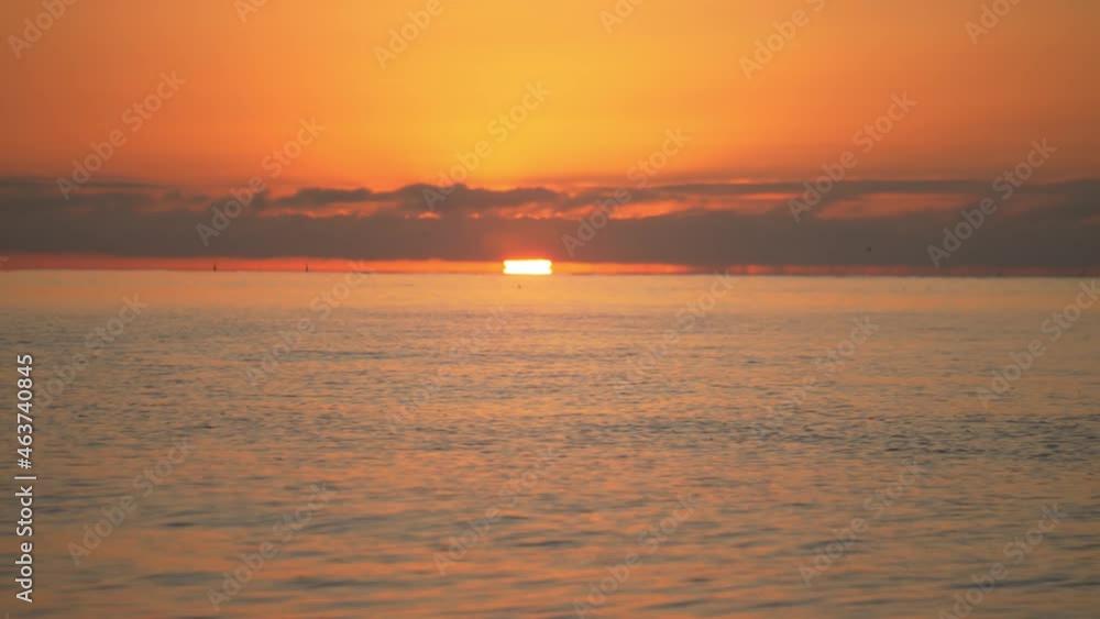 peaceful ocean sunrise distant birds flying gentle waves slow motion peaceful ocean sunrise distant birds flying gentle waves slow motion