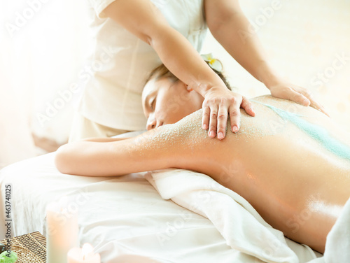 Woman having massage in the spa salon  relaxing and body care   skincare  Health care concept.