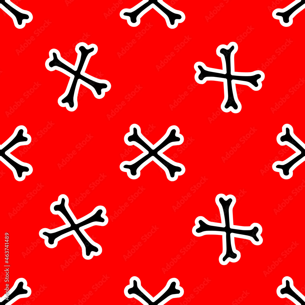 Seamless pattern with bones on a red background. Vector illustration for Halloween design, Day of the Dead Seamless pattern with bones on a red background. Vector illustration for Halloween design, Day of the Dead