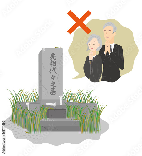 掃除されずに汚れたまま放置されたお墓