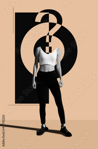 Standing headless woman