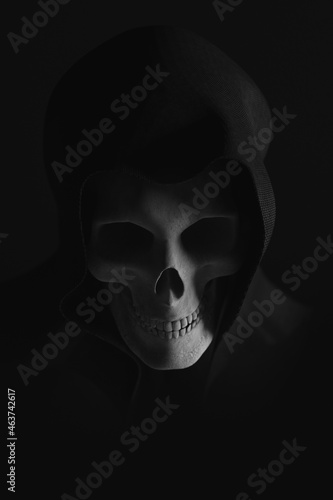 Skull with hood for Halloween photo