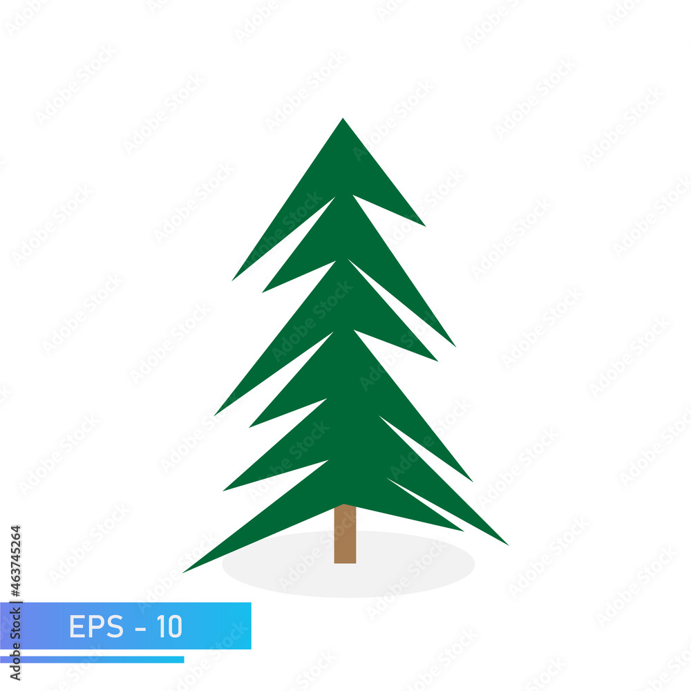 Obraz premium Simple christmas tree in green color. Modern illustration. Flat vector illustration.